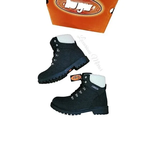 Lugz Grotto II Womens Black Cream Fleece Suede Lace-Up Combat Boots Sizes 7.5 - Picture 6 of 12